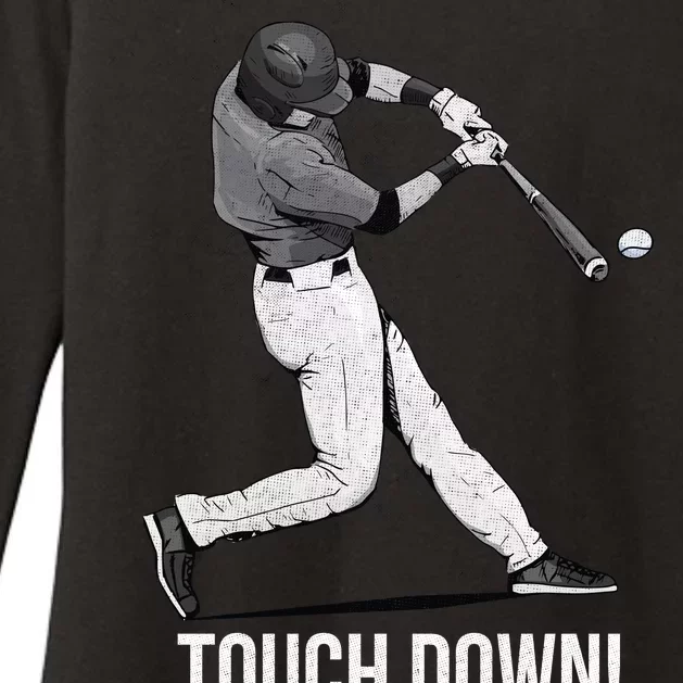 Touch Down Baseball Home Run Womens CVC Long Sleeve Shirt