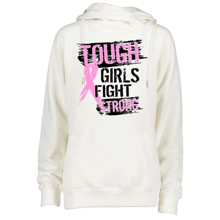 Tough Girls Fight Strong Breast Cancer Womens Funnel Neck Pullover Hood