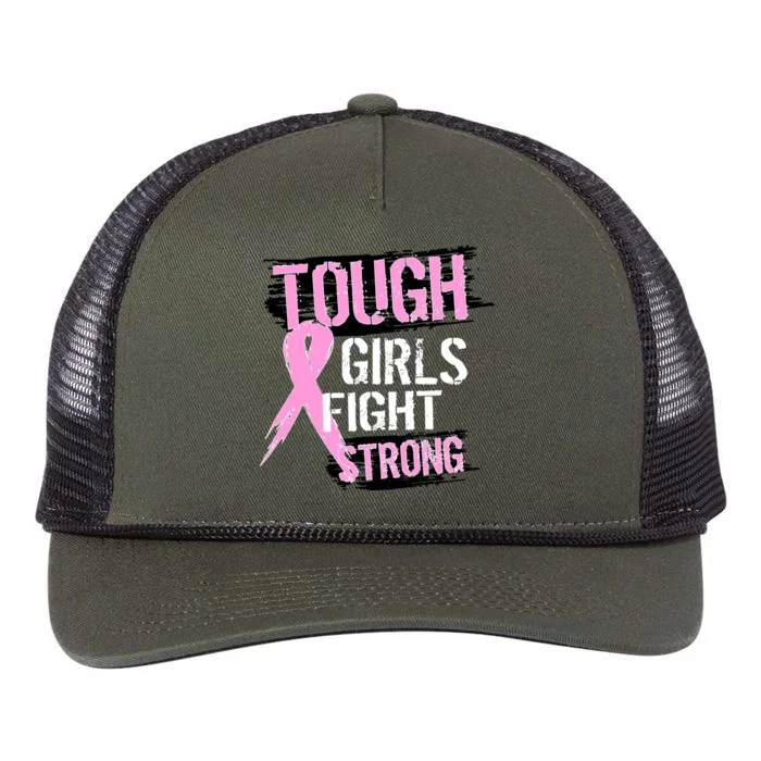 Tough Girls Fight Strong Breast Cancer Retro Rope Trucker Hat Cap