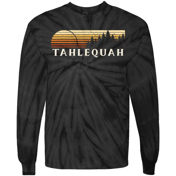 Tahlequah Ok Vintage Evergreen Sunset Eighties Tie-Dye Long Sleeve Shirt