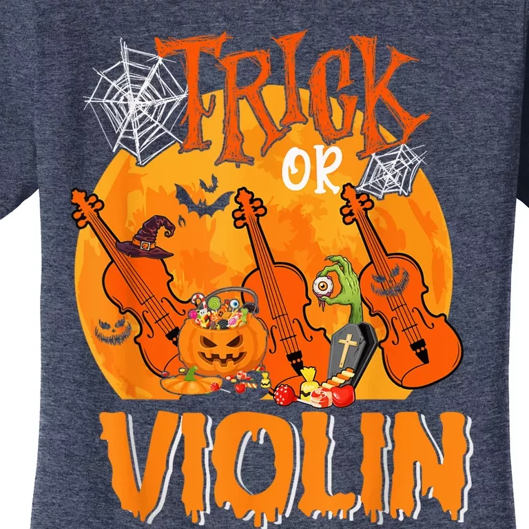 Trick Or Violin Halloween Musical Costume Witch's Hat Women's T-Shirt