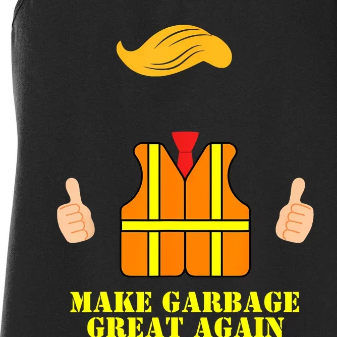 Trump Orange Vest Make Garbage Great Again Funny Trash Truck Women's Racerback Tank