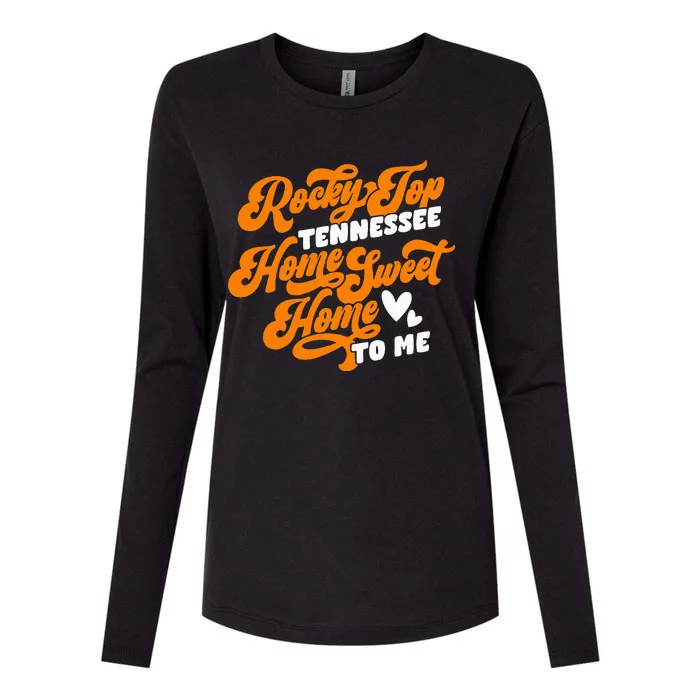 Tennessee Orange White Rocky Tn Home Sweet Home Top Retro Womens Cotton Relaxed Long Sleeve T-Shirt