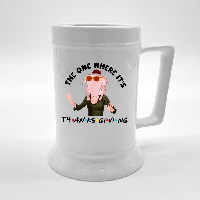 The One Where Its Thanksgiving Friends Monica Turkey Head Front & Back Beer Stein