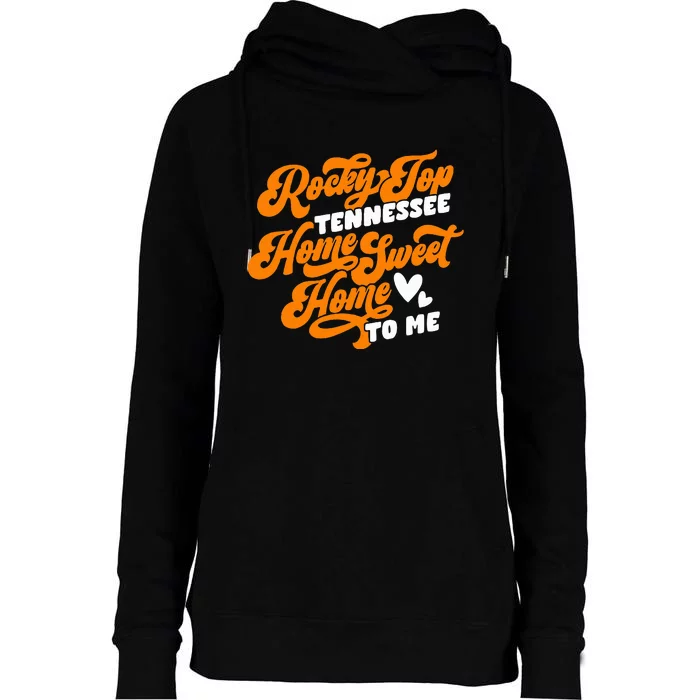 Tennessee Orange White Rocky Tn Home Sweet Home Top Retro Womens Funnel Neck Pullover Hood