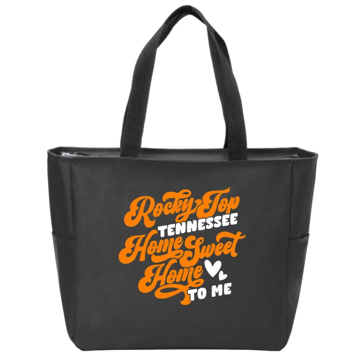 Tennessee Orange White Rocky Tn Home Sweet Home Top Retro Zip Tote Bag