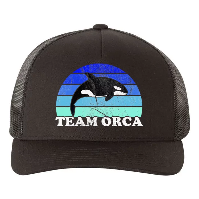 Team Orca Whale Orcas Sea Ocean Retro Sunset Yupoong Adult 5-Panel Trucker Hat