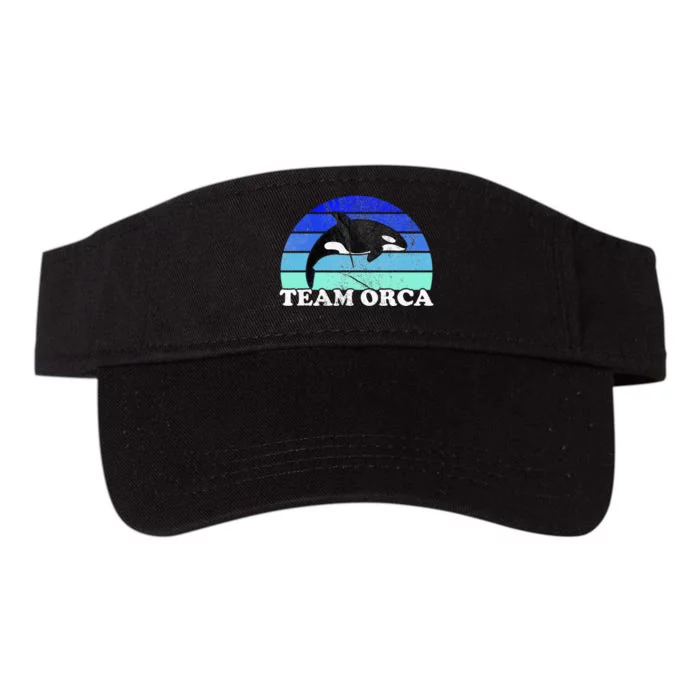 Team Orca Whale Orcas Sea Ocean Retro Sunset Valucap Bio-Washed Visor