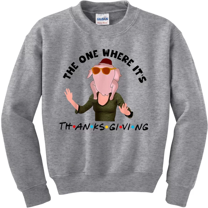 The One Where It's Thanksgiving Friends Monica Turkey Head Kids Sweatshirt