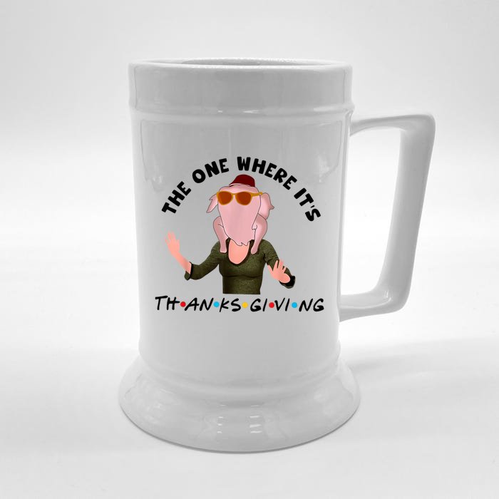 The One Where It's Thanksgiving Friends Monica Turkey Head Front & Back Beer Stein