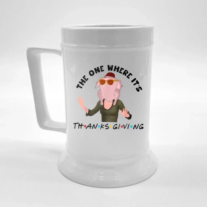 The One Where It's Thanksgiving Friends Monica Turkey Head Front & Back Beer Stein