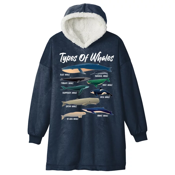 Types Of Whales Hooded Wearable Blanket