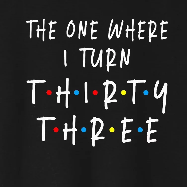 The One Where I Turn Thirty Three 33 Years Old 33rd Birthday Women's Crop Top Tee