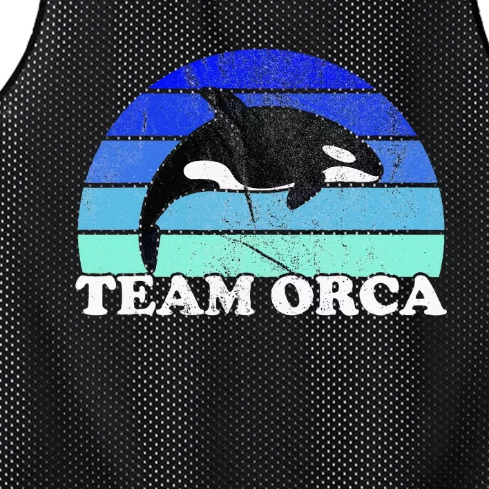 Team Orca Whale Orcas Sea Ocean Retro Sunset Mesh Reversible Basketball Jersey Tank