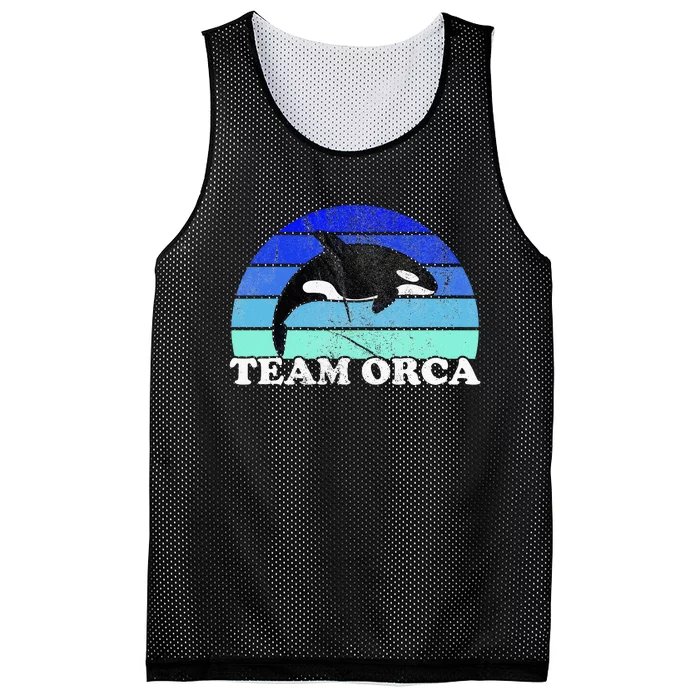 Team Orca Whale Orcas Sea Ocean Retro Sunset Mesh Reversible Basketball Jersey Tank