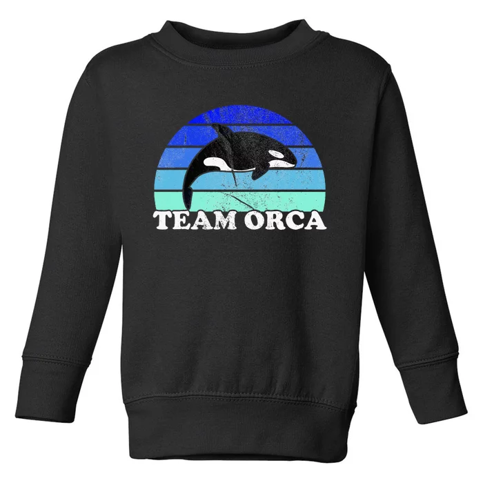 Team Orca Whale Orcas Sea Ocean Retro Sunset Toddler Sweatshirt