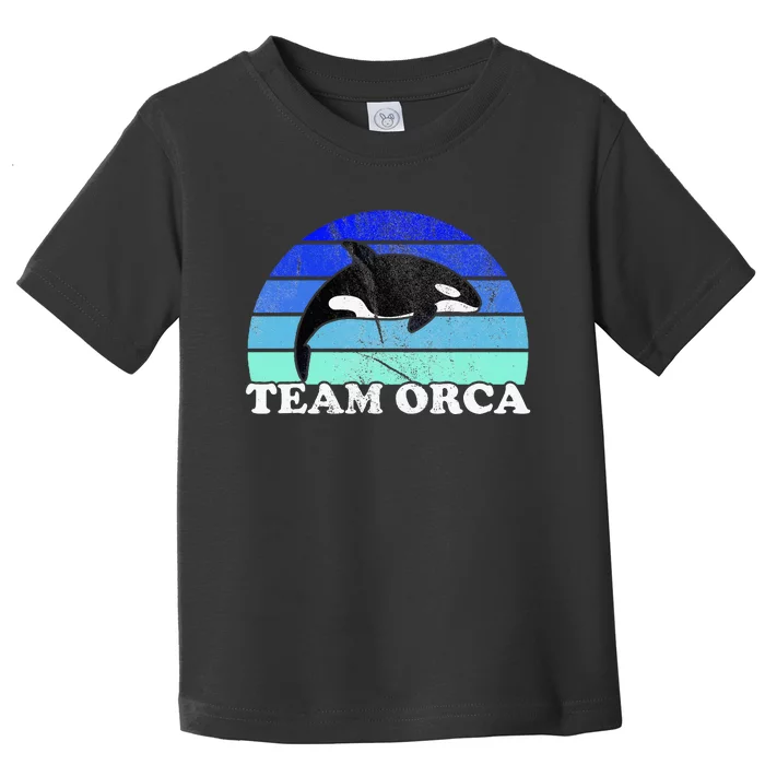 Team Orca Whale Orcas Sea Ocean Retro Sunset Toddler T-Shirt