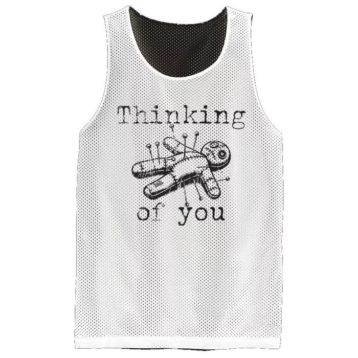 Thinking Of You Funny Vintage Voodoo Doll Mesh Reversible Basketball Jersey Tank