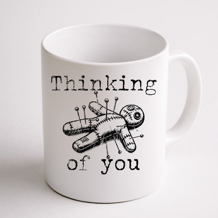 Thinking Of You Funny Vintage Voodoo Doll Front & Back Coffee Mug