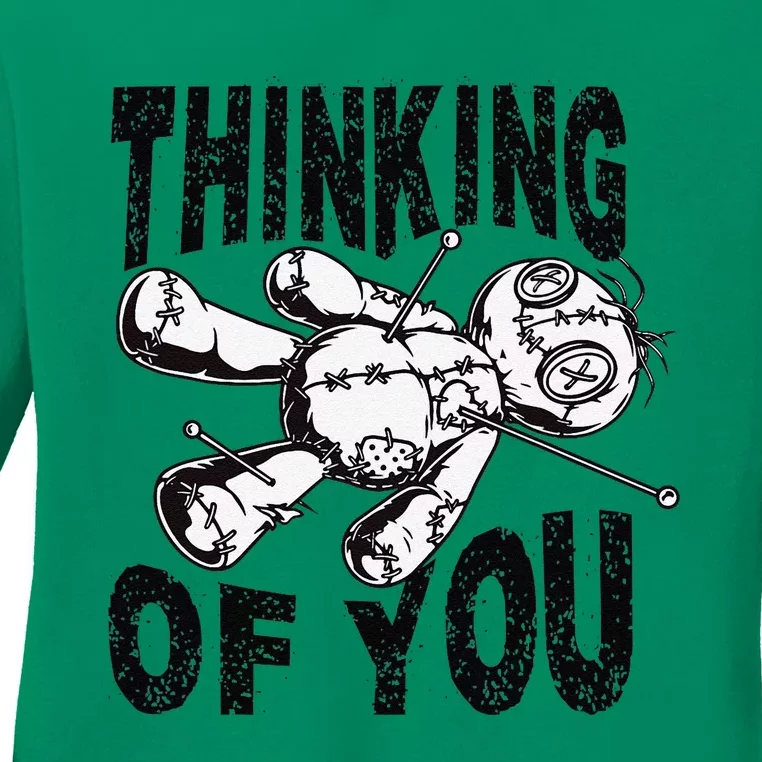 Thinking Of You Voodoo Doll Funny Halloween 2024 Gift Ladies Long Sleeve Shirt