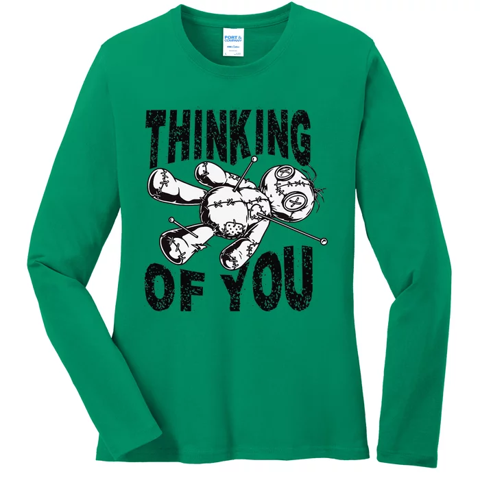 Thinking Of You Voodoo Doll Funny Halloween 2024 Gift Ladies Long Sleeve Shirt