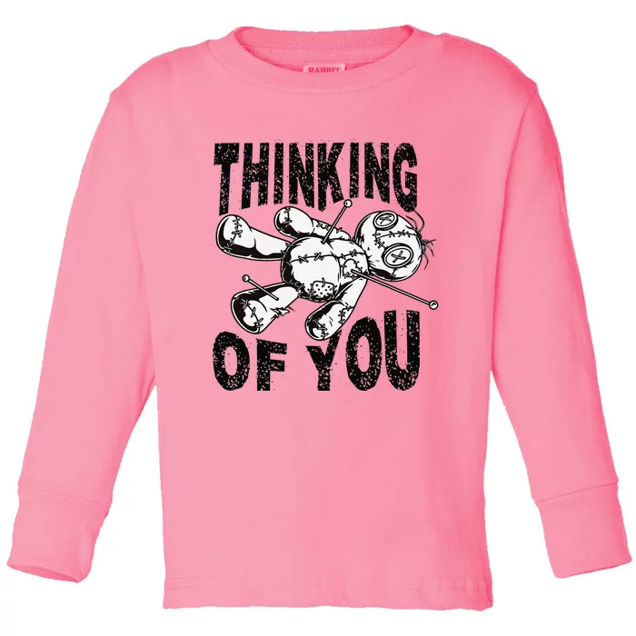 Thinking Of You Voodoo Doll Funny Halloween 2024 Gift Toddler Long Sleeve Shirt