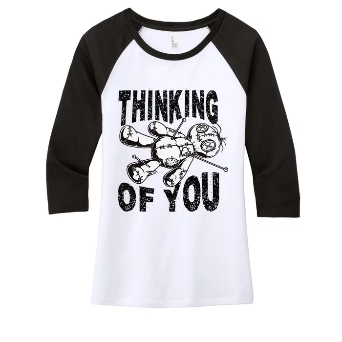 Thinking Of You Voodoo Doll Funny Halloween 2024 Gift Women's Tri-Blend 3/4-Sleeve Raglan Shirt