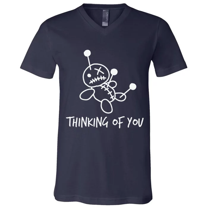 Thinking Of You Funny Voodoo Doll Valentine's Day Joke Gifts V-Neck T-Shirt