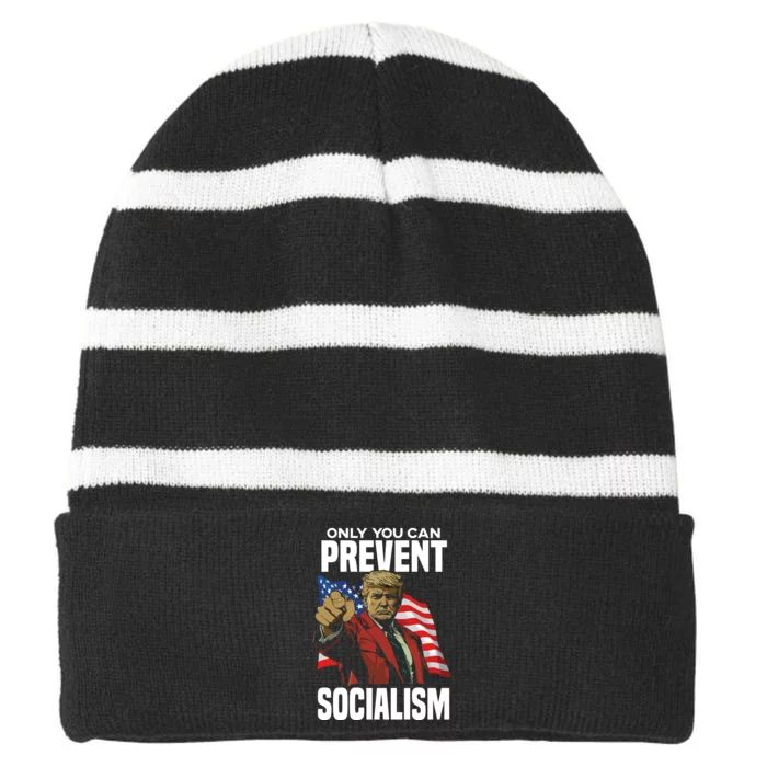 Trump Only You Can Prevent Socialism Striped Beanie with Solid Band