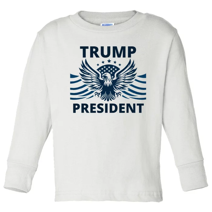 Trump President 2024 Eagle Strong Leadership Toddler Long Sleeve Shirt