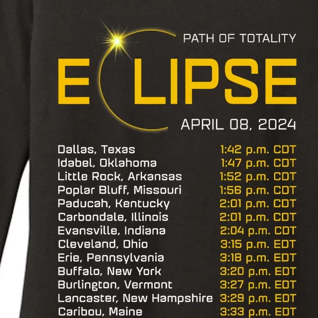 Totality Path 2024 Eclipse Map Total Eclipse Astronomy Womens CVC Long Sleeve Shirt