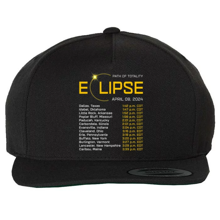 Totality Path 2024 Eclipse Map Total Eclipse Astronomy Wool Snapback Cap