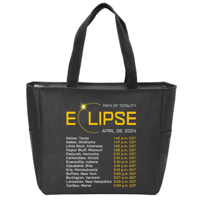 Totality Path 2024 Eclipse Map Total Eclipse Astronomy Zip Tote Bag