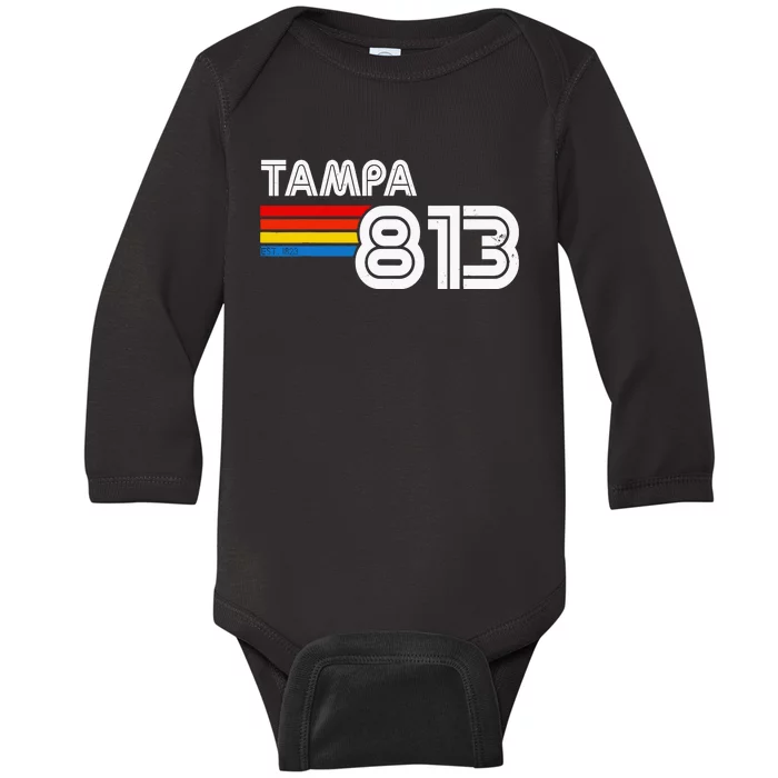 Tampa Proud 813 State Of Florida Est 1823 Vintage Baby Long Sleeve Bodysuit