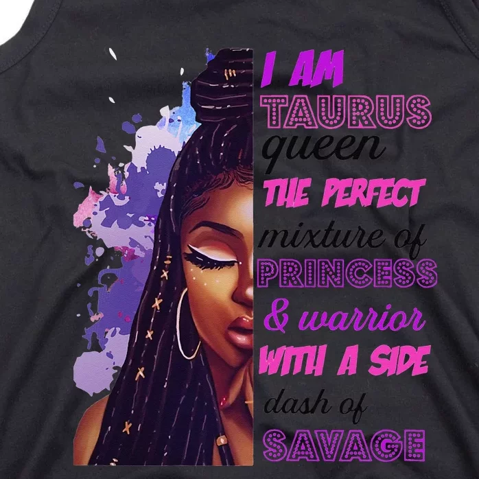 Taurus Princess and Warrior Black Wo Sassy Birthday Tank Top