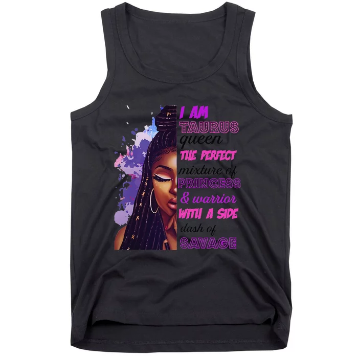 Taurus Princess and Warrior Black Wo Sassy Birthday Tank Top