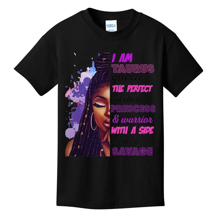 Taurus Princess and Warrior Black Wo Sassy Birthday Kids T-Shirt