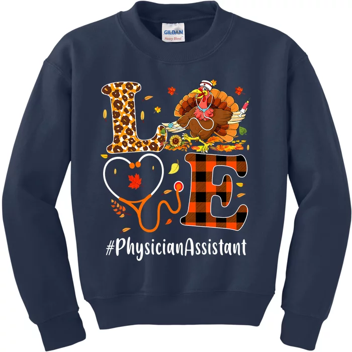 Thanksgiving Physician Assistant Love Thanksgiving Leopard Kids Sweatshirt