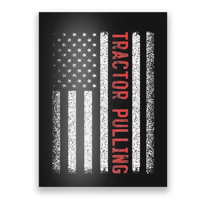 Tractor Pulling American Flag 4th of July Cool Novelty Poster