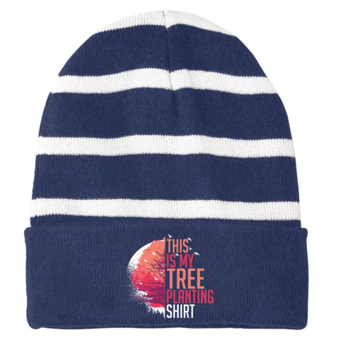 Tree Planting Arbor Earth Day Nature Plant Trees Striped Beanie with Solid Band