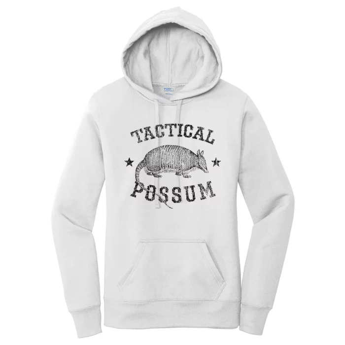 Tactical Possum Armadillo Animal Pun Texas Funny Women's Pullover Hoodie