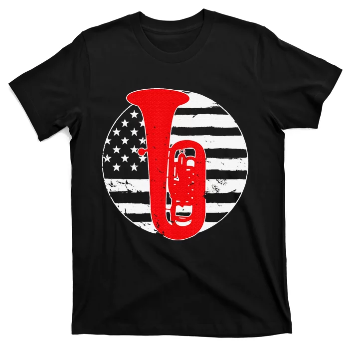 Tuba Player American Usa Flag 4th Of July Vintage T-Shirt