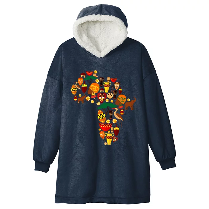 Tribal Primitive Africa Map African Roots Bhm Melanin Pride Funny Gift Hooded Wearable Blanket