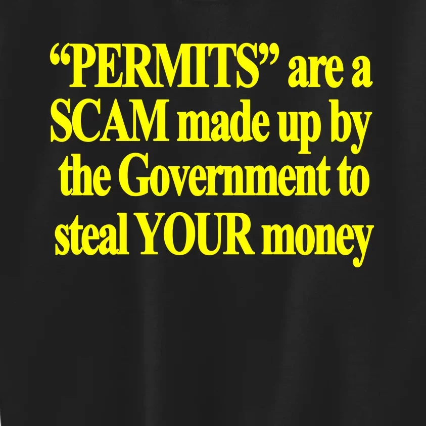 Theclassyshirts Permits Are A Scam Made Up By The Government To Steal Your Money Kids Sweatshirt