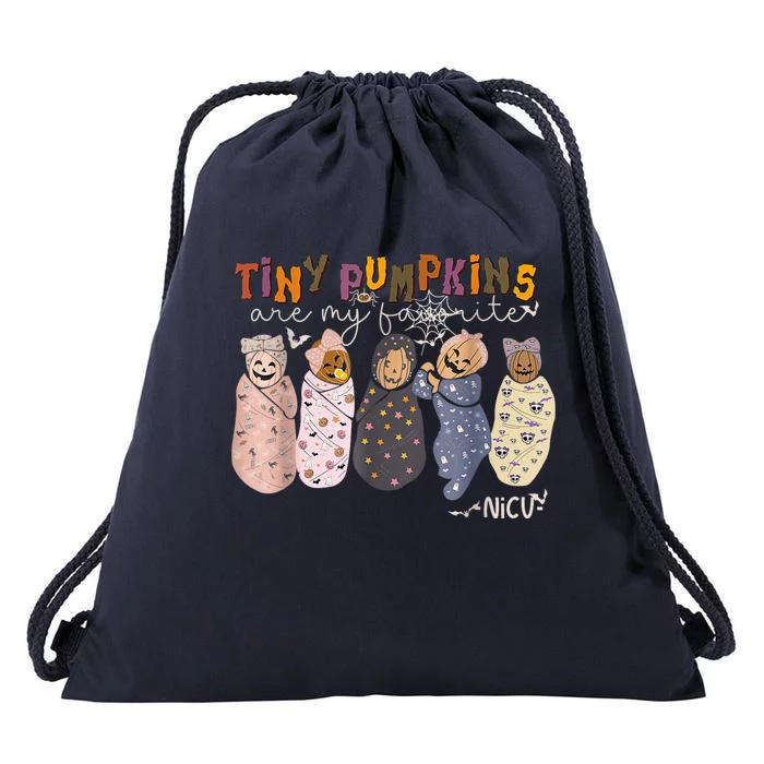 Tiny Pumpkin Are My Favorite Nicu Swaddle Nurse Halloween Drawstring Bag