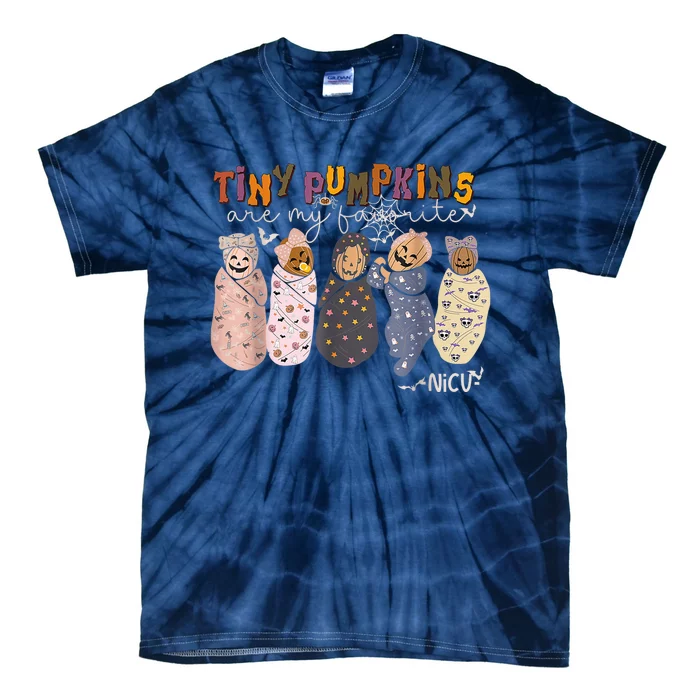 Tiny Pumpkin Are My Favorite Nicu Swaddle Nurse Halloween Tie-Dye T-Shirt