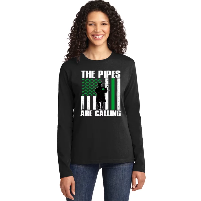 The Pipes Are Calling St Patricks Day Gift Irish Bagpipe Ladies Long Sleeve Shirt