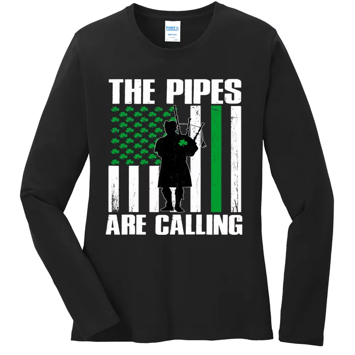 The Pipes Are Calling St Patricks Day Gift Irish Bagpipe Ladies Long Sleeve Shirt