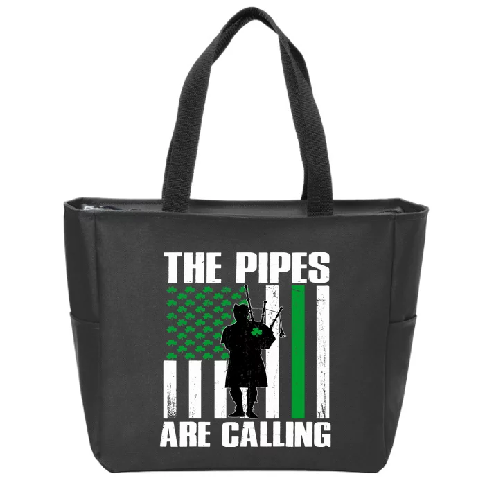 The Pipes Are Calling St Patricks Day Gift Irish Bagpipe Zip Tote Bag