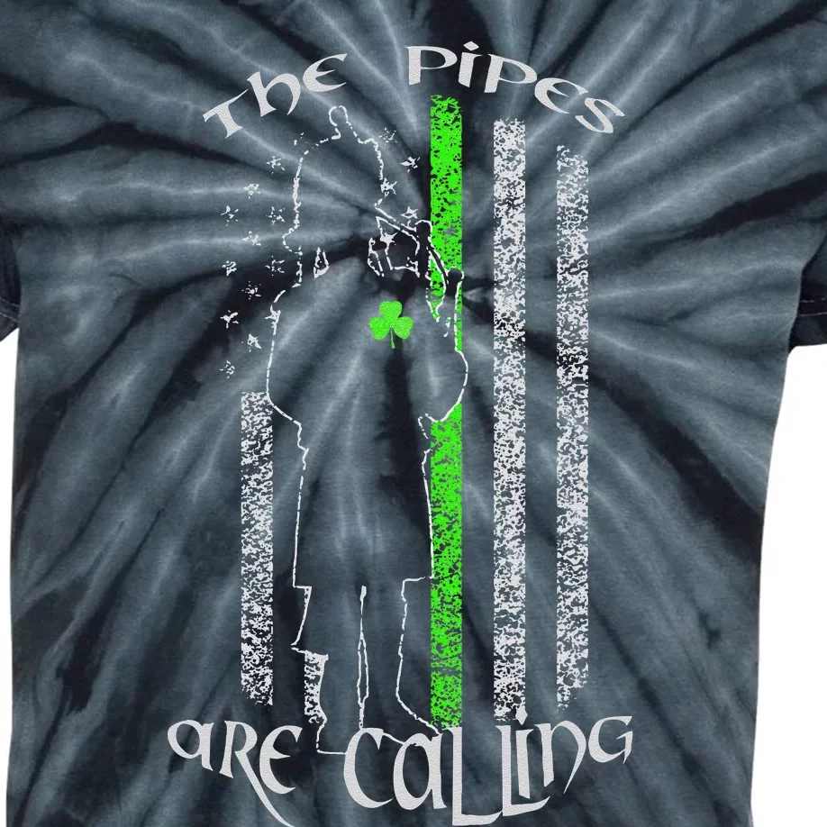 The Pipes Are Calling Saint Patrick's Day Bagpipe Kids Tie-Dye T-Shirt